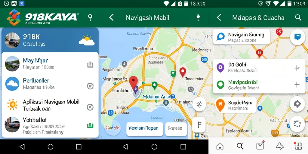 Tampilan utama aplikasi 918KAYA dengan fitur Navigasi Mobil yang lengkap.
