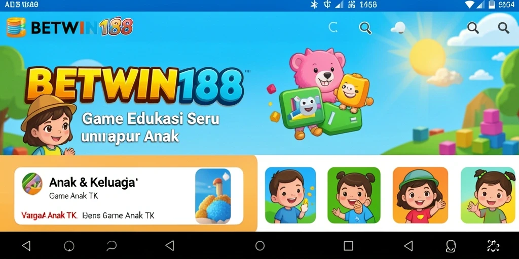 Antarmuka colorful dan interaktif aplikasi BETWIN188 untuk anak-anak.