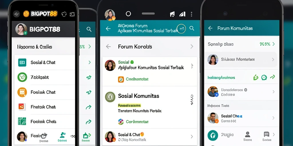 Antarmuka aplikasi BIGPOT88 yang user-friendly dengan fitur Forum Komunitas.