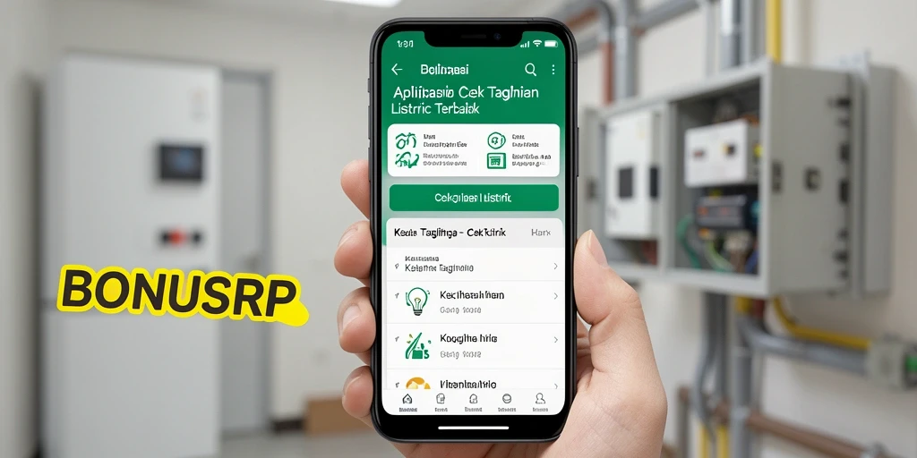 Antarmuka aplikasi BONUSRP untuk cek tagihan listrik yang informatif.