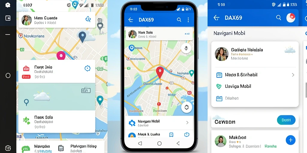 Antarmuka DAX69 yang intuitif untuk navigasi mobil dan informasi cuaca.