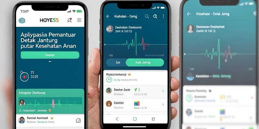 Tampilan antarmuka HOYE55 dengan grafik detak jantung yang informatif.