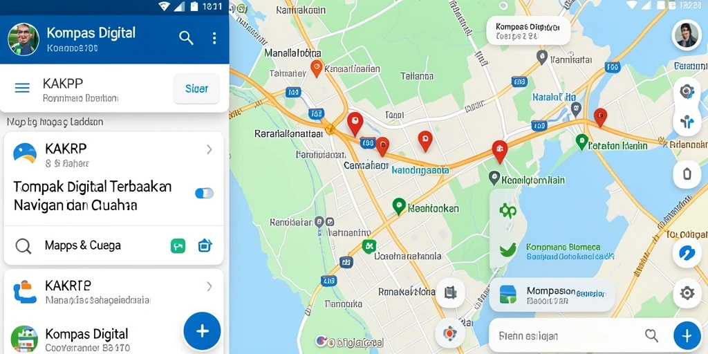 Tampilan Antarmuka KAKRP yang menampilkan fitur Kompas Digital.