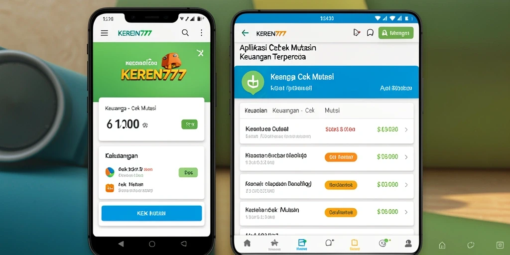 Tampilan antarmuka KEREN777 untuk memantau mutasi keuangan.