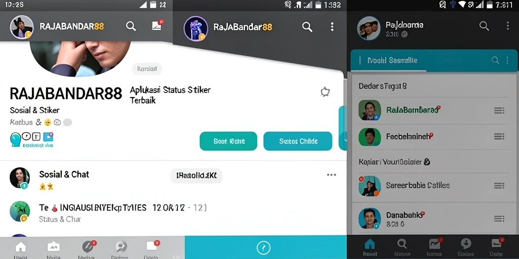Tampilan antarmuka aplikasi RAJABANDAR88 dengan stiker yang menarik.
