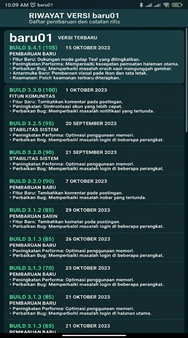 Riwayat Versi Aplikasi baru01 untuk Pengguna Android
